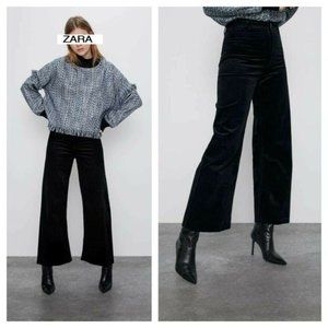 ZARA MARINE STRAIGHT CORDUROY PANTS FLARE WIDE LEG